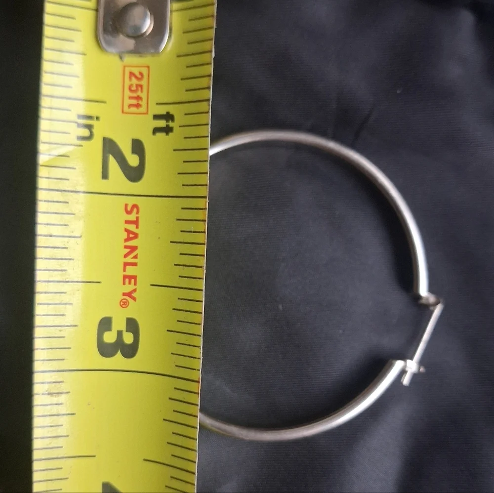 Vintage Silver Hoop Earrings - Picture 5 of 5